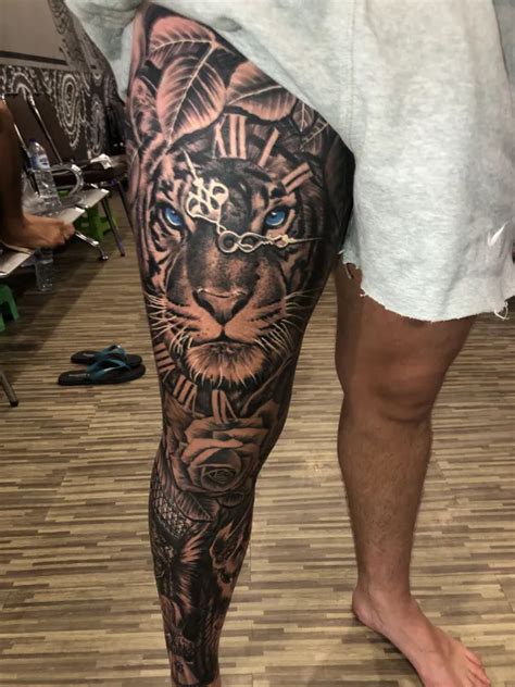 men leg tattoo ideas|upper leg tattoo male.